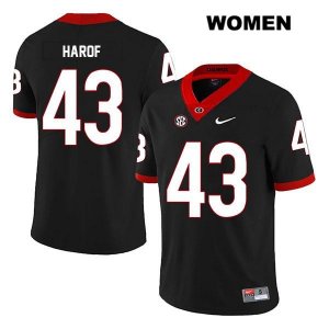 Women's Georgia Bulldogs NCAA #43 Chase Harof Nike Stitched Black Legend Authentic College Football Jersey PKO3754VD
